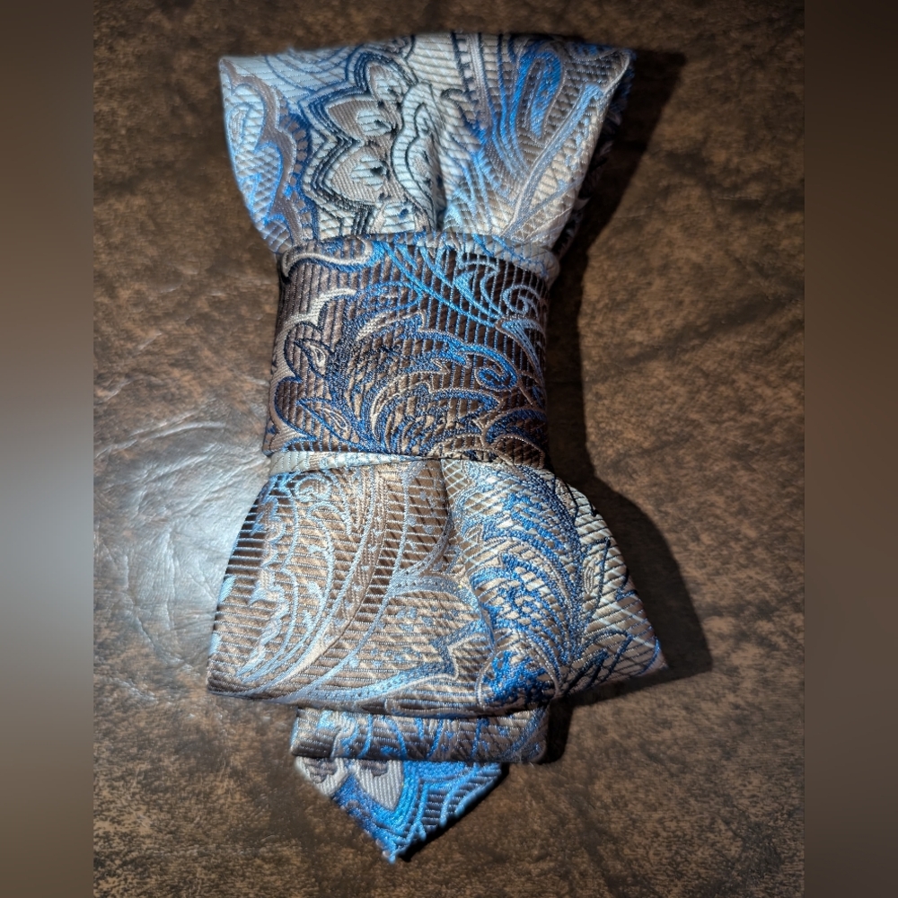 Necktie Necklace with Paisley Blues & Browns